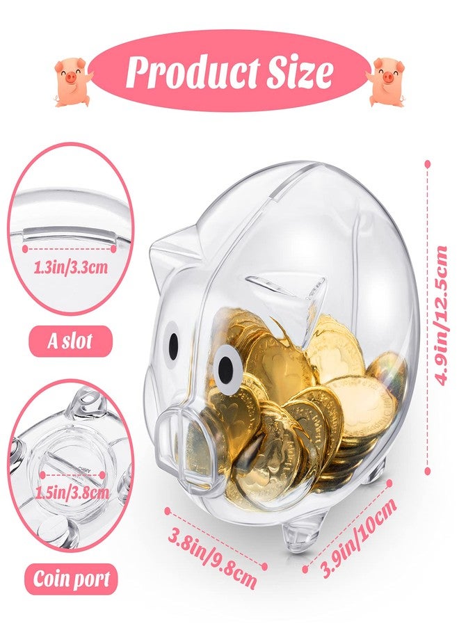 Patelai 2 Pieces Piggy Bank Plastic Piggy Coin Bank Money Saving Box for Kids Boys Girls Adults (Clear) - Image 2